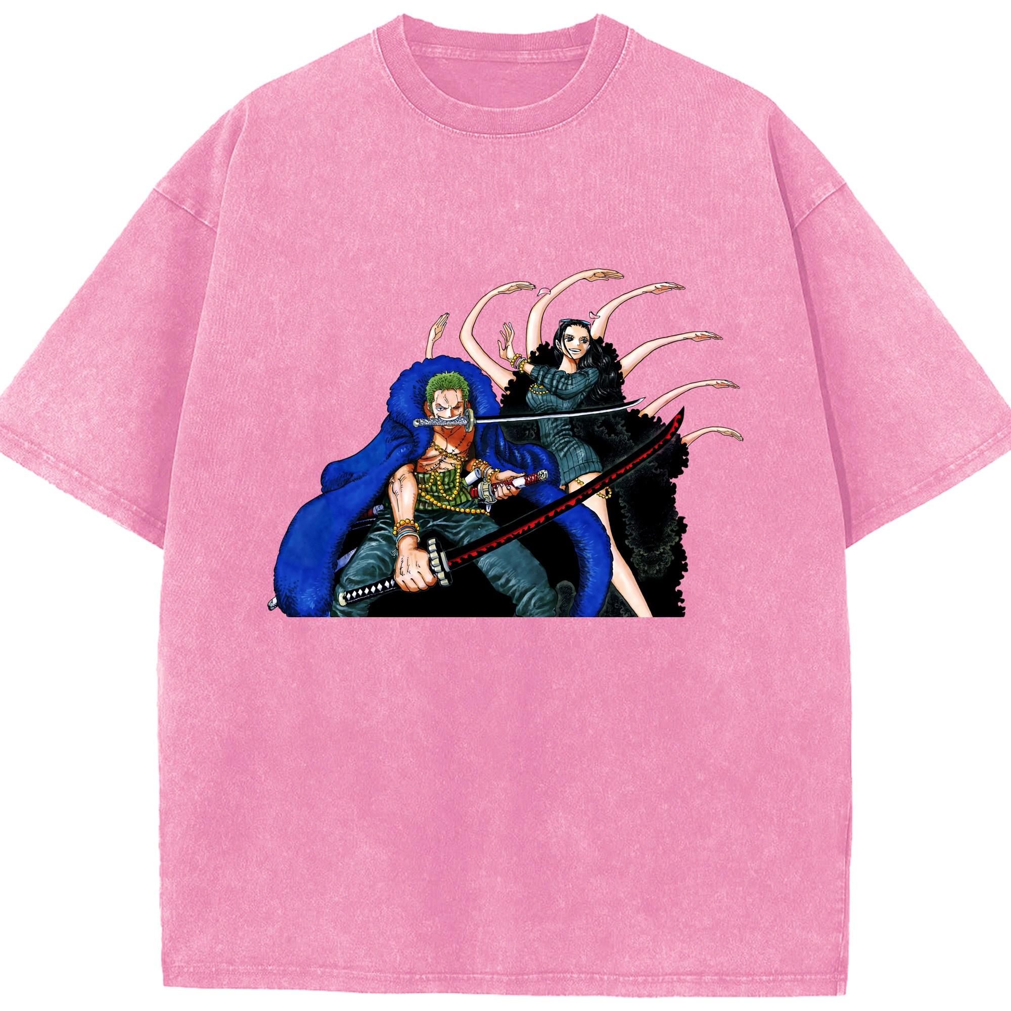 ワンピース ロロノア・ゾロ ONE PIECE Roronoa Zoro 綿100% ヴィンテージ風 半袖Tシャツ（フロントプリント）